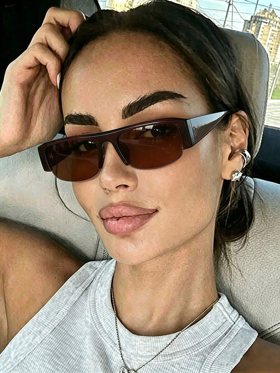 1件歐美復古方框半框女款眼鏡，獨特高端街頭風百搭時尚眼鏡