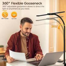 Dual Head Clip On LED Desk Lamp, Flexible Gooseneck USB Screen Monitor Light, 3 Color Temperature Dimmable Reading Light, Portable Clip Lamp For Office Drawing Study Computer Work - 1PC - View 6