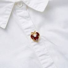 2pcs Fashion Red Heart And Black Club Shaped Cufflinks Decorative Buttons For Women, Suitable For Daily And Holiday Wear, Exquisite Gifts For Friends - Multicolor - View 8