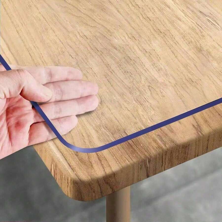 PVC 0.25mm Plastic Outdoor Coffee Table Protector Cover Tablecloth Table Mat Crystal Chair Pad Office Meeting Garden Tablecloth Protector PVC Vinyl Tabletop Non-Slip - White - View 1