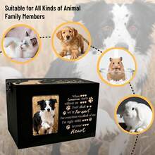 PRESSINART Dog Pet Urn Wooden Pet Memorial Box Dog Flower Butterfly Words Pattern Rectangle Storage Containers Cremation Box With Photo Frame For Animal Memorial Remembrance Gift 6.3 X 4.3 X 4.3 Inch - ColorC - View 4