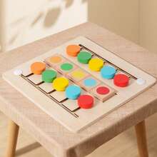 1 Set Wooden 4-Color Sliding Position Chess Children Color Matching Logic Training Early Education Board Concentration Puzzle Educational Toy 2-Player Board Game - Multicolor - View 5