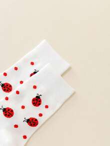 5 Pairs/1 Pair Colorful Cute Cartoon Insect Pattern Mid-Calf Socks, Women's Casual Sweet Ladybug Pattern Sports Socks, Breathable Skin-Friendly Moisture-Wicking, Suitable For Daily Wear And Outdoor Sports - Multicolor - View 7
