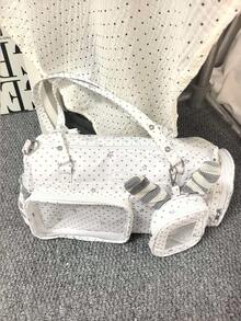日韓風 Ins 軟萌可愛透明痛包 甜美女孩手提包 女款休閒輕便通勤大容量徽章痛包 - 白色 - 查看 5