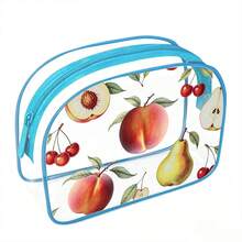 Strawberry Print Transparent PVC Travel Toiletry Bag, Waterproof Zipper Cosmetic Organizer, Summer Clear Makeup Pouch, Portable Travel Essentials - Multicolor - View 14