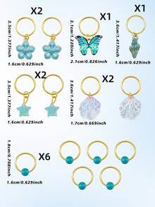 14pcs Cute Butterfly Bear Hair Rings - Pearl Shaped Hair Clips - Essential Party Dress Accessory - Perfect Gift Choice Suitable For Braided Hair Accessories - Gold - View 8