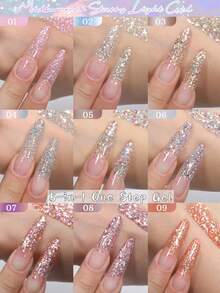 MISS SHAKA 10ml 5-In-1 One-Step Summer Nail Gel Polish, Powder Blue Gold Glitter Sequin, 2026 Super Shiny Galaxy White Fine Glitter, All-Season Popular Color Gel Nail Art Mini Set Series Nail Supplies - Multicolor - View 5