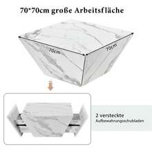 Modern Trumpet Coffee Table White Marble Veneer Living Room Table 70x70x37cm - 白色 - 查看 6