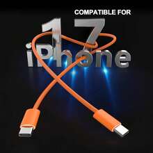 USB-C Fast Charging Cable Compatible With IPhone 17/16/15, USB-C To Type-C Charging & Data Cable (3.3/6.6/10ft Nylon Braided) For Indoor/Outdoor/Travel And Car Use, Fast Charging For IPhone 17/16/15/Pro/Pro Max, Android Phones - 橘色 - 查看 4