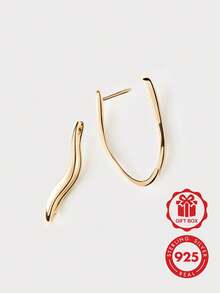 極簡 S925 純銀光滑易夾式設計純色耳環，適合女性日常配戴 - Plain Earrings - 查看 2