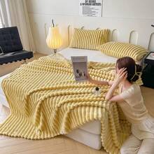 情人節裝飾禮品 1件裝舒適復古風毛毯－絨毛保暖，適合沙發與椅子，條紋圖案，可機洗，聚酯纖維混紡，四季舒適，椅子床單蓋毯 | 柔軟毛毯 | 聚酯纖維混紡，冷氣房配件毯 - 黃色 - 查看 11