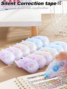 4pcs/6pcs Colorful Mini Correction Tape Set, Multiple Bright Colors, Smooth And No Smudging, Suitable For School, Office, Home, Ideal Choice For Students And Teachers, Back To School Season - Multicolor - View 2