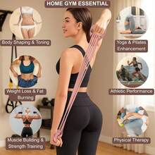 Yoga Resistance Band Puller, TPE Material Anti-Slip Exercise Band, Adjustable 6-Tube Arm And Back Training, Yoga Pilates Physical Therapy Home Gym Stretching, Suitable For Full Body Workout, Durable Back/Waist/Arm Training Band, Suitable For Home Use - Multicolor - View 3