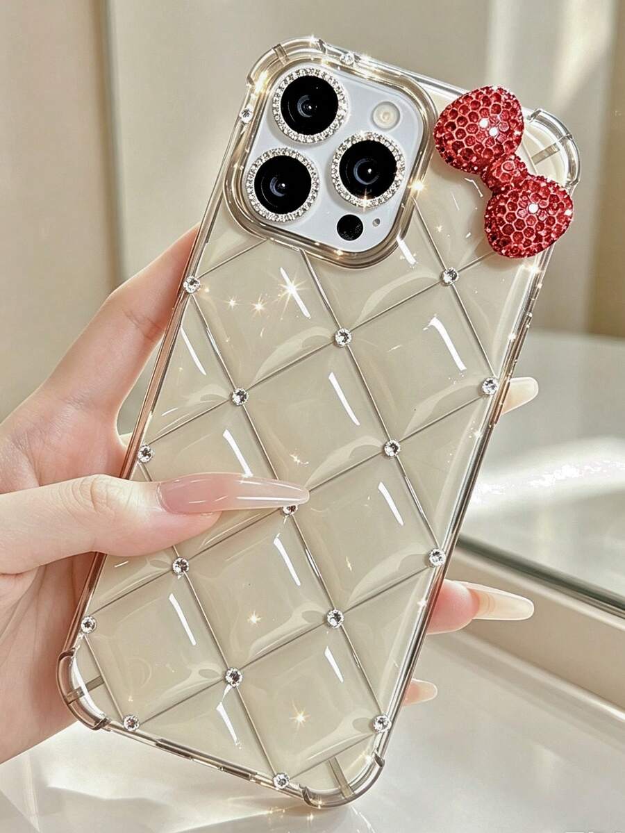 可愛蝴蝶結亮片透明手機殼,適用於 iPhone 17 Pro Max 16 17e 13 14 15 16e 17e - 黑色 - 查看 1