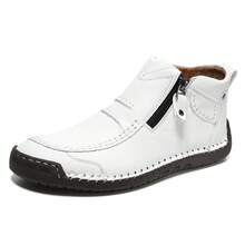 Men's Plus Size Outdoor Casual Shoes Flat Hand-Stitched Zipper  Boots Short Ankle Boots - 828 Black - View 12