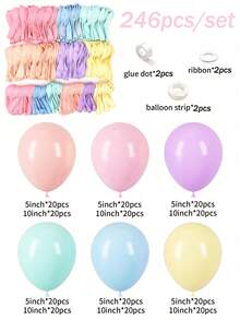 163pcs Macaron Color Pastel Balloon Arch Kit For Birthday Party, Baby Shower, Christening, Gender Reveal Party And Wedding - Multicolor - View 9