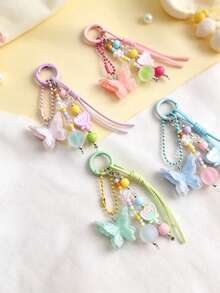 1pc Resin Flower Butterfly Bag Charm, Cute Girly Backpack Pendant - Multicolor - View 2