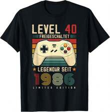 Lokale lager,marque,Lokale lager,marque,Camiseta Vintage 1986 para Hombre Gamer Cumpleañero Nivel 40 - Negro - Ver 1