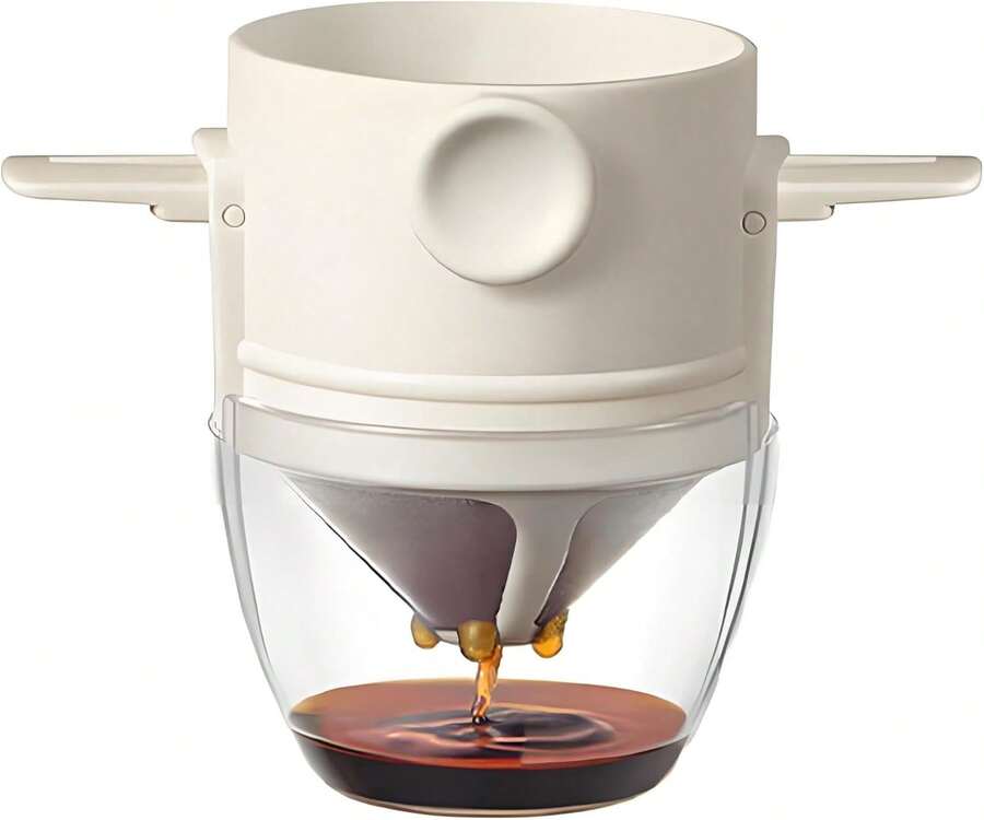 LNTJOQXBM Pour Over Coffee Maker, Manual Drip Coffee 250ml Cup With Stainless Steel Mesh Filter, To Clean For Home,Office, Travel, Camping, Portable Coffee Kit (White) - ColorB - View 1