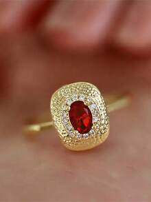 1 pieza Anillo vintage de circonita cúbica para mujeres, joyería para boda, compromiso y fiesta, regalo del Día de San Valentín - 1# - Ver 2