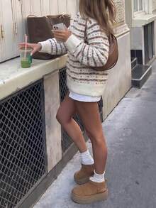 Sweater Rajut Pullover Bergaris Warna-warni untuk Wanita, Cocok untuk Musim Gugur. - MultiWarna - View 5