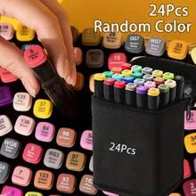 Personalized 48/24 Color Dual-Tip Marker Pen Watercolor Pen Set Professional Anime Painting Design Art Supplies - Sets - View 7