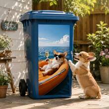 Peel And Stick Waterproof Trash Can Stickers Set – Funny Animal Garbage Bin Decals Outdoor Wheelie Bin Makeover Garden Patio Yard Decor Removable Vinyl Sticker Home Exterior Decor - Fun Trash Can Sticker - View 3