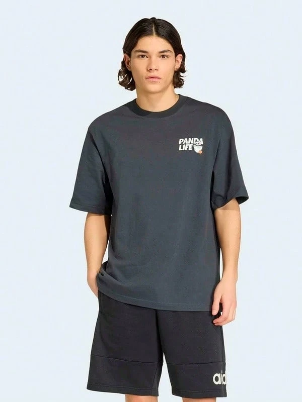 Adidas 新款 M PANDA C HP 男士運動休閒寬鬆短袖T恤 - 黑色 - 查看 1