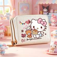1 buah Dompet Resleting Sanrio dengan Dua Slot Kartu dan Kantong Koin, Dompet Pendek Modis dengan Desain Ilustrasi Kartun Hello Kitty yang Cerah, Dompet Koin untuk Perjalanan, Tas Tangan Mini yang Lucu, Perlengkapan Belanja Perjalanan, Hadiah Liburan yang Praktis - QB-B-SLO-08 - View 7