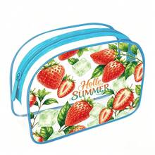 Strawberry Print Transparent PVC Travel Toiletry Bag, Waterproof Zipper Cosmetic Organizer, Summer Clear Makeup Pouch, Portable Travel Essentials - Multicolor - View 4