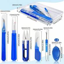 Blue Sewing Cutting Tool Set, Includes Thread Organizer, Thread Cutter And Cutting Scissors For Removing Stitches - Set - View 2
