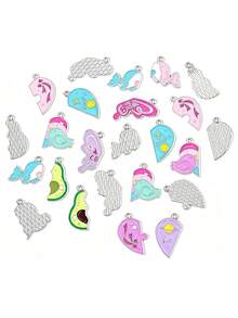 20pcs Minimalist Alloy Oil-Drip Best Friend Necklace Pendant Heart Couple Pendant DIY Necklace Keychain Accessories - Random 20pcs - View 3