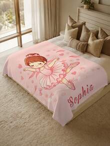 1pc Customized Name Bed Blanket, Personalized Bedding Blanket, Personalized Throw Blanket, Cute Comfortable Blanket, Home Gift, Birthday Gift, Christmas Gift, Personalized Gift, Gift For Son/Daughter, Gift For Friend - Style 7 - View 2