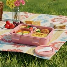 1pc Lunch Box With Utensils, Microwave Bento Box, Divided Adult Lunch Box, Insulated Lunch Bag, Food Storage Container With Soup Cup - View 7