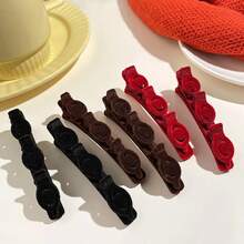2pcs Flocked Seamless Bangs Clips, Premium Luxury Hair Clips For Forehead Braiding And Side Hair, Women - Multicolor - View 2