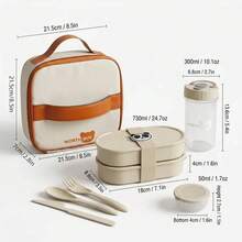 2pcs/Set Kotak Makan Siang Plastik Bertumpuk 730ML dengan Sekat, Kotak Bento Oval Portabel dengan Tali Kartun Lucu, Wadah Penyimpanan Makanan Salad Buah untuk Persiapan Makanan & Pengontrolan Porsi, Wadah Makan Siang Microwave, Untuk Penggunaan Pelajar dan Dewasa di Rumah, Sekolah, Kantor, Piknik - MultiWarna - View 22