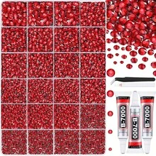 30,000pcs Red Flat Back Resin Rhinestones, 24-Grid Crystal Gemstone Storage Box, Includes 3 Bottles Of B7000 Jewelry Glue, Round Jelly Gems With Tweezers, Suitable For Making Jewelry, Shoes, Clothes, Fabrics, Bags, Artworks, Phone Cases, Decoration, DIY Rhinestone Kit - View 14