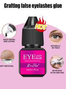 5ml/12ml Kiraplan Eyelash Extension Glue, 1pc/2pcs/3pcs/4pcs/5pcs Pack, Professional Eyelash Extension Adhesive, Strong Bonding, 0.5-1 Second Quick Drying, Long-Lasting Up To 6-7 Weeks, Waterproof, Suitable For DIY Cluster Lashes And Home Single Strand Semi-Permanent Eyelash Extension - Black - View 10