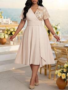 Fleurora Elegant Women's A-Line Party Dresses Formal Dress Elegant Dresses For Women Graduation Dress Wedding Festival Outfits For Women Graduation Summer - Apricot - View 7