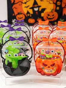 1/10 Stücke Halloween Aufstellbare Geschenktüten, Halloween Kürbis Hexe Kessel Handtaschen Geschenktüten, Halloween Party Kleine Geschenktüten Tragetaschen, Halloween Trick oder Treat Dekoration Süßigkeitentüten, Happy Halloween Dekorationen, Halloween Party Zubehör, - Mehrfarbig - Übersicht 6