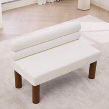 Oversized Modern Minimalist Bench, Armless Design, Wooden Frame – Ideal For Dining Room/Bedroom/Entrance Area - Beige - View 8