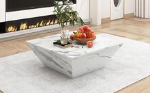 Modern Trumpet Coffee Table White Marble Veneer Living Room Table 70x70x37cm - 白色 - 查看 9