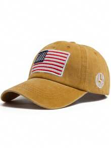 1 pieza Gorra de béisbol retro ajustable con bordado de bandera lateral, desgastada y suave, unisex, adecuada para deportes al aire libre, camping y uso diario - Bordado de bandera nacional - Ver 12
