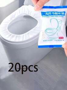 50/10 Pcs Reusable Toilet Seat Covers, Individually Packaged Toilet Seat Pads, Portable Travel & Business Toilet Mats, Public Restroom Travel Accessories, Airplane, Camping, Home Reusable Toilet Seat Covers, High Quality Elastic Toilet Seat Pads. - White - View 8