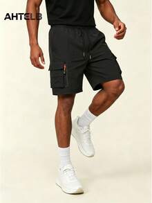 AHTELB Men's Summer Thin Cargo Shorts, Multi-Pocket Sports Casual Shorts, Outdoor Pocket Cargo Shorts For Men, Elastic Waist Drawstring Design, Fashion Versatile 5-Inch Shorts, Suitable For Outdoor Sports And Entertainment, Gift For Husband, Boyfriend, Friend, Customer And Father, Shorts For Men, Men Shorts, Men Clothes, Casual Shorts - Black - View 4