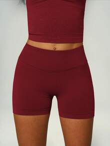 UONNOU 3-Piece Set Angola Red Halter Neck Shaping Tank Top + Waist-Cinched Butt-Lifting Tight Shorts + Long Pants, Cycling Yoga Fitness Casual Sports - Red - View 7
