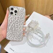 6pcs Metal Photo Frame Transparent Leopard Print Phone Case + Charger Head Cover + Cable Protector + Storage Rope + Data Cable Protector Rope TPU Anti-Drop Protective Case For IPhone 11 12 13 14 15 16 17 Pro Max, Suitable As Birthday And Christmas Gifts For Couples, Family, And Friends - Multicolor - View 3