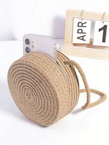 1pc -Adorned Round Crossbody Bag With Lace Bow & Adjustable Strap-Handbag, Zipper Closure For Casual, Preppy, Vacation (5.12"/2.36" Compact Purse) - Multicolor - View 5