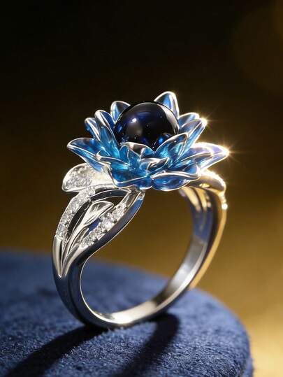 1pc Elegant Cubic Zirconia Ring For Women, Wedding Engagement Party Jewelry, Valentine's Day Gift