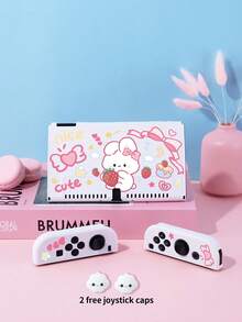 New Switch 2 Protective Case (2025) Game Accessory, 1pc Compatible With Switch 2/Switch OLED/Switch NS/Lite, Cartoon Strawberry Rabbit Pattern Protective Shell, Storage Bag, Switch Battery Version Game Console Accessory Protective Case, Anti-Scratch Cover, Free Joystick Cap, Best Gift Compatible With Switch Game Players. - Multicolor - View 8